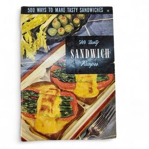 500 Tasty Sandwich Recipes Cookbook Booklet‎ Vintage 1949 GOOD